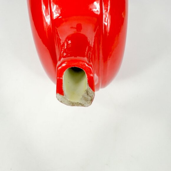 Vintage Hall China Chinese Red Donut Teapot Art Deco 3.11 6 READ - Picture 6 of 9